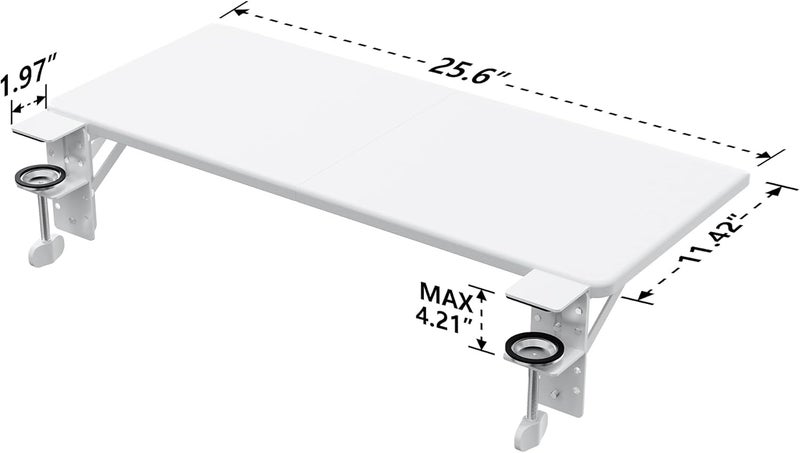 ETHU Ergonomics Desk Extender Tray, 25.6"x11.4" Large Size Foldable Keyboard Drawer Tray Clamp On, Armrest Support for Home and Office (White) - Image 2